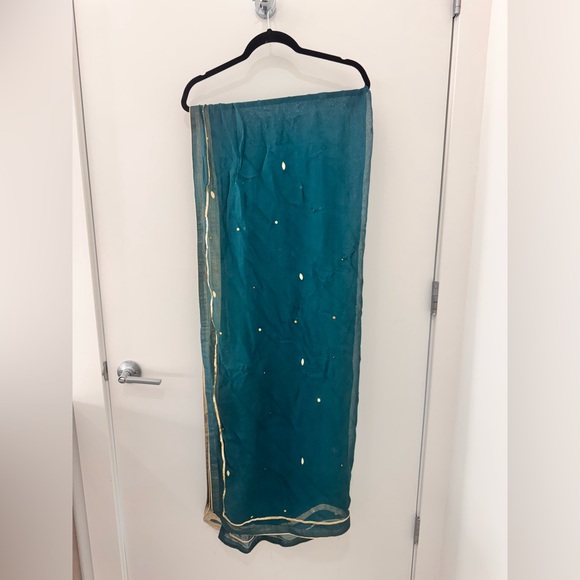 Pakistani Gharara Suit - Yellow + Emerald Green - Size Large - Picture 6 of 6